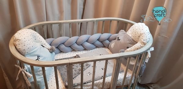 ბავშვის საწოლის ბამპერი ნაცრისფერი