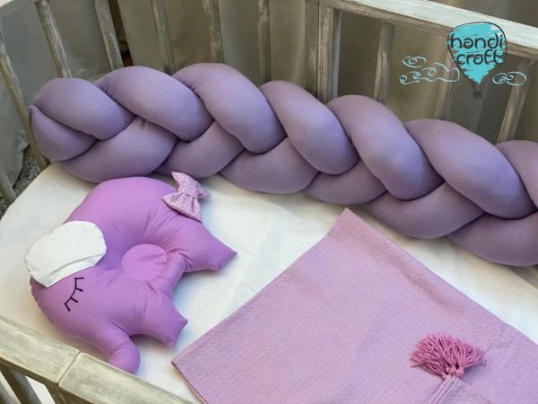 ბავშვის საწოლის ბამპერი იასამნისფერი